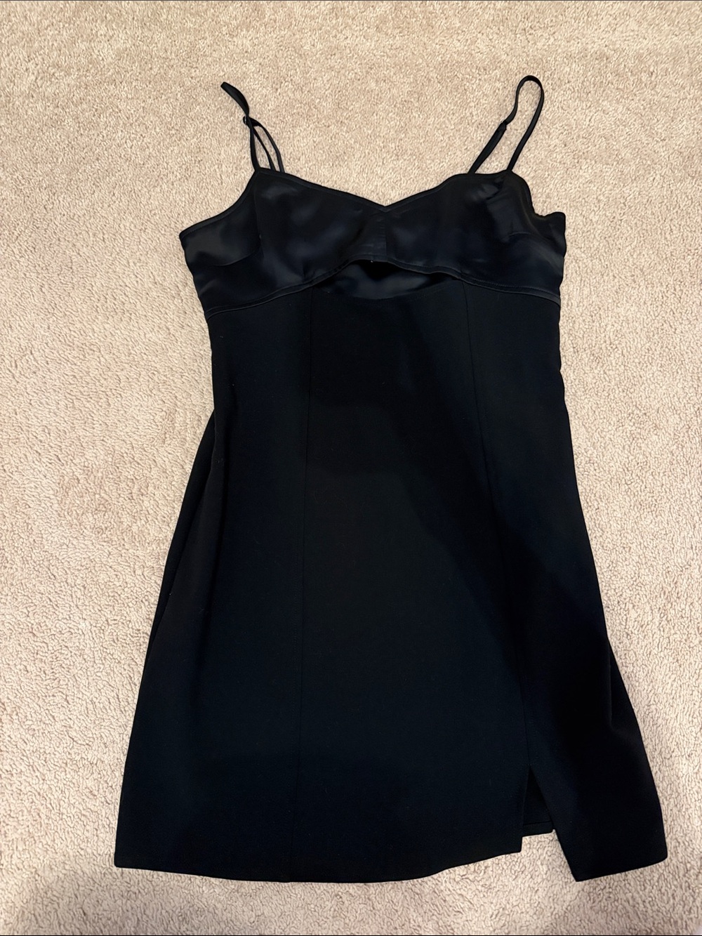 Sleek Black Slip Dress with Satin Bust